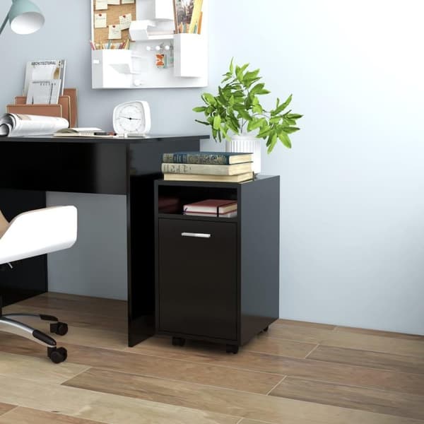 vidaXL sideskab med hjul 33x38x60 cm spånplade sort
