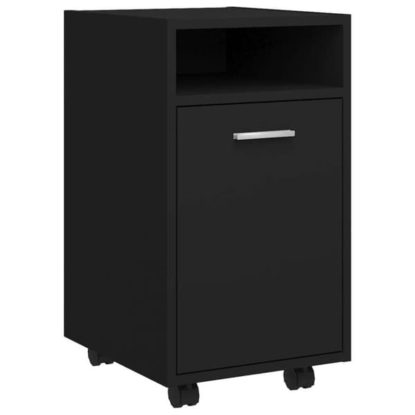 vidaXL sideskab med hjul 33x38x60 cm spånplade sort