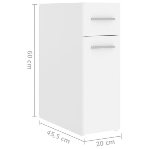 vidaXL Apteekkarinkaappi valkoinen 20x45,5x60 cm lastulevy