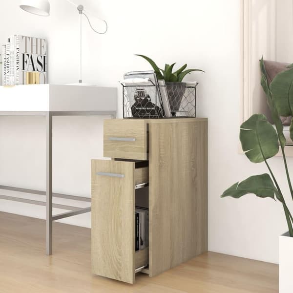vidaXL udtræksskab 20x45,5x60 cm konstrueret træ sonoma-eg