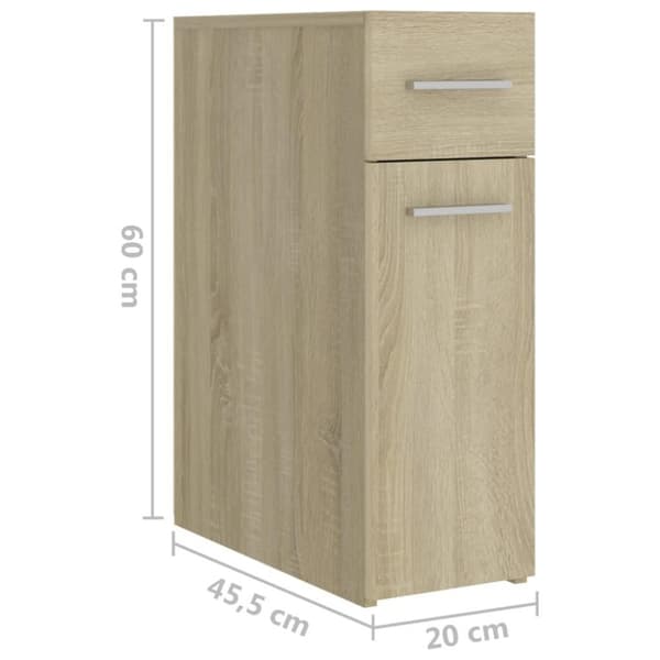 vidaXL udtræksskab 20x45,5x60 cm konstrueret træ sonoma-eg