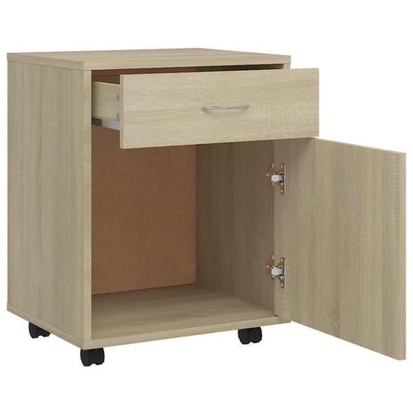 vidaXL skab med hjul 45x38x54 cm spånplade sonoma-eg