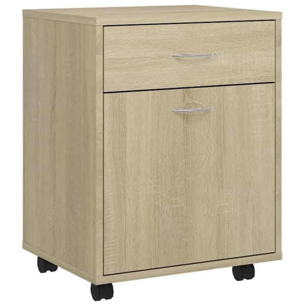 vidaXL skab med hjul 45x38x54 cm spånplade sonoma-eg
