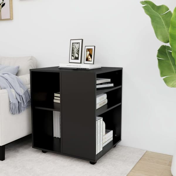 vidaXL skab med hjul 60x53x72 cm spånplade sort