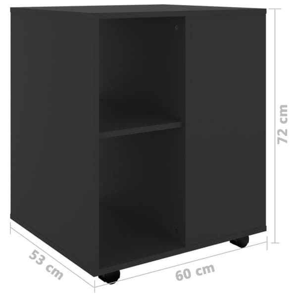 vidaXL Rulleskap svart 60x53x72 cm sponplate