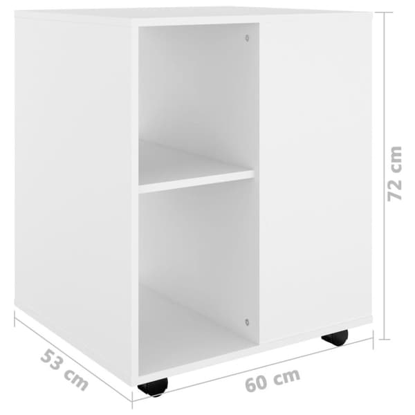 vidaXL Rulleskap hvit 60x53x72 cm sponplate