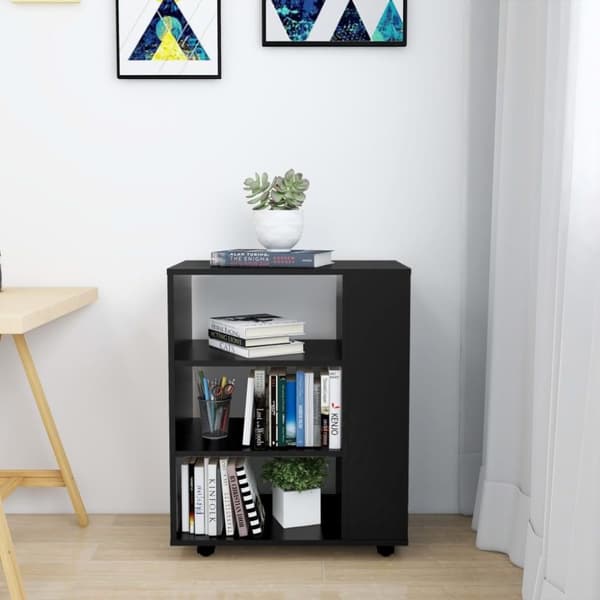 vidaXL Rulleskap svart 60x35x75 cm sponplate