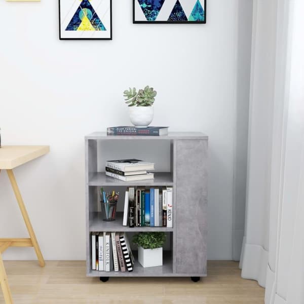 vidaXL skab med hjul 60x35x75 cm spånplade betongrå