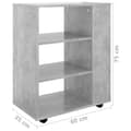 Miniatyrbillede 10 af 11: vidaXL skab med hjul 60x35x75 cm spånplade betongrå