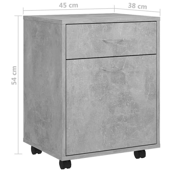 vidaXL skab med hjul 45x38x54 cm spånplade betongrå