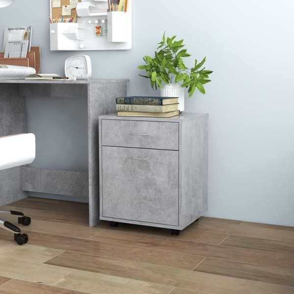 vidaXL skab med hjul 45x38x54 cm spånplade betongrå