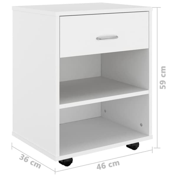 vidaXL skab med hjul 46x36x59 cm spånplade hvid
