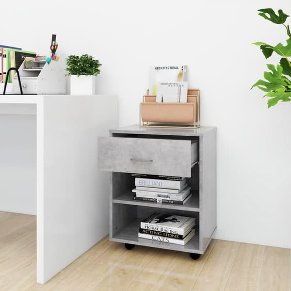 vidaXL skab med hjul 46x36x59 cm spånplade betongrå