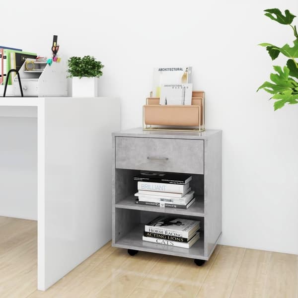 vidaXL skab med hjul 46x36x59 cm spånplade betongrå