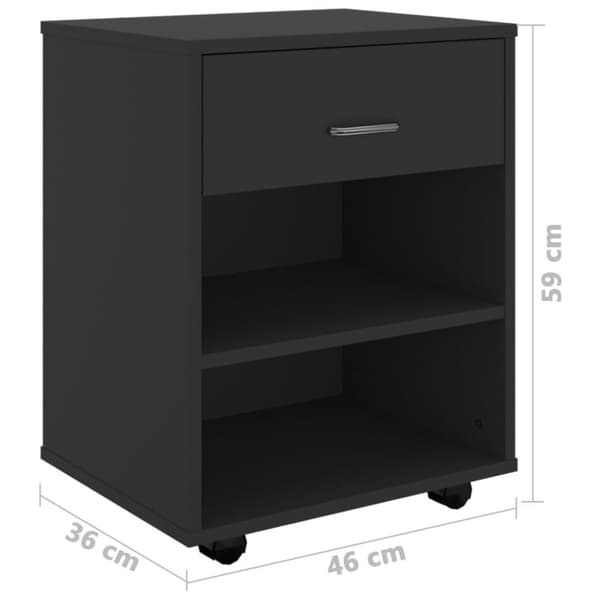 vidaXL Rulleskap svart 46x36x59 cm sponplate