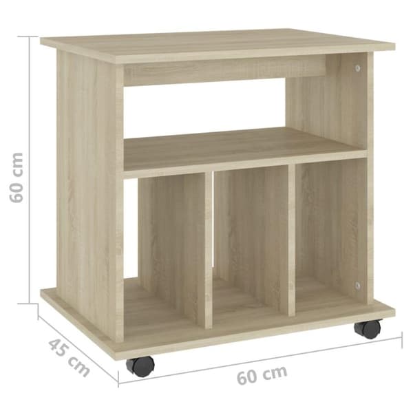 vidaXL Skåp med hjul sonoma-ek 60x45x60 cm spånskiva