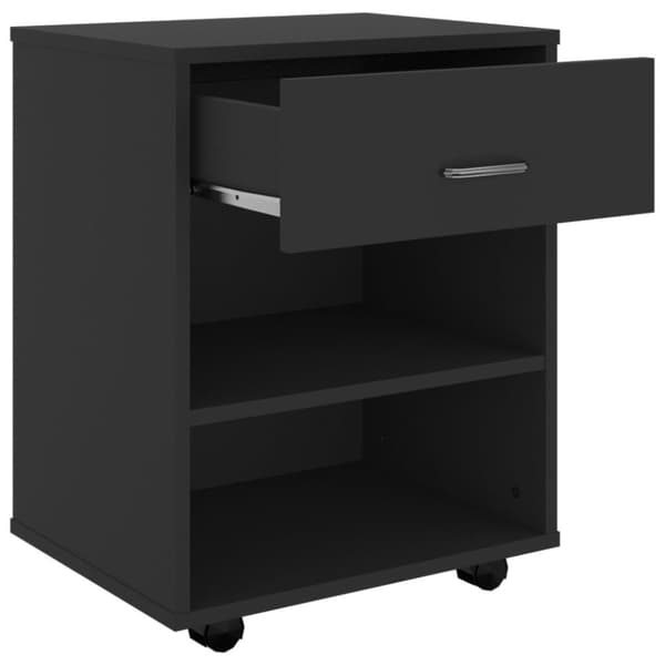 vidaXL skab med hjul 46x36x59 cm spånplade sort