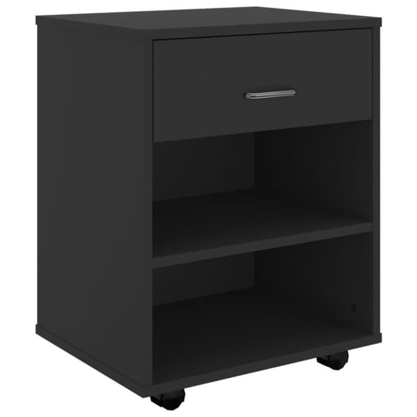 vidaXL skab med hjul 46x36x59 cm spånplade sort