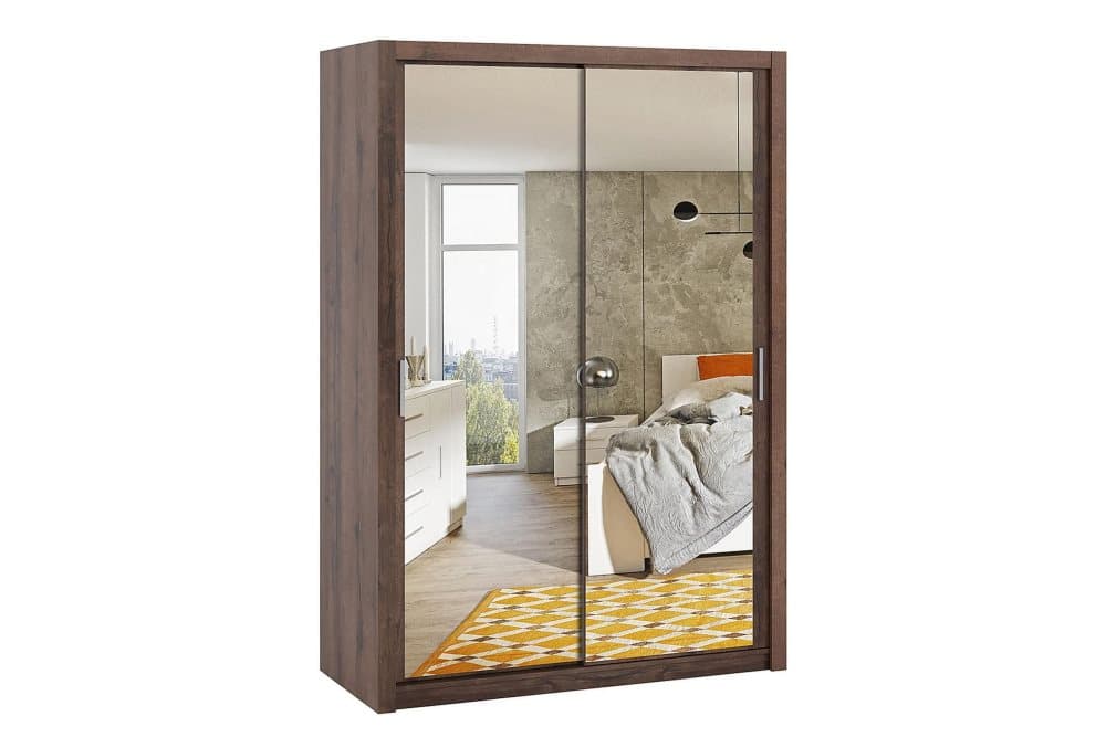 BRASEL Garderob 150 cm med Spegel Natur
