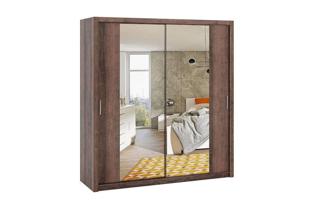 BRASEL Garderob 220 cm med Spegel Natur