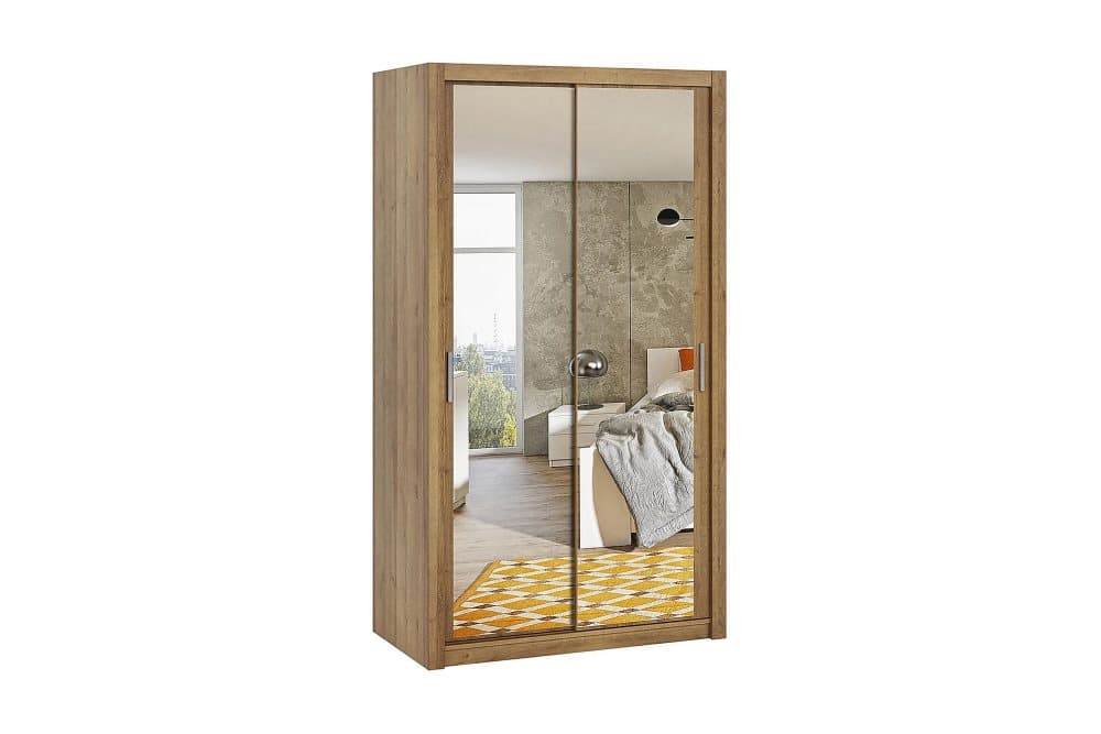 BRASEL Garderob 120 cm med Spegel Gyllen Natur