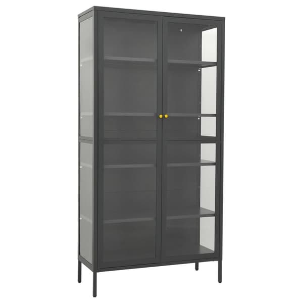 vidaXL Vitrineskap antrasitt 90x40x180 cm stål og herdet glass