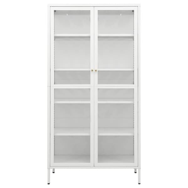 vidaXL Vitrinskåp vit 90x40x180 cm stål och härdat glas