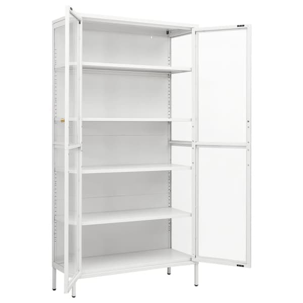 vidaXL Vitrinskåp vit 90x40x180 cm stål och härdat glas
