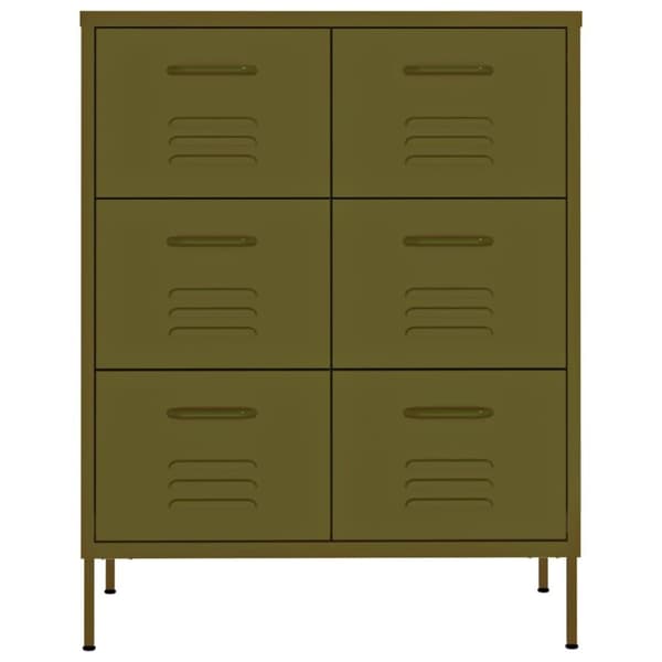 vidaXL kommode 80x35x101,5 cm stål olivengrøn