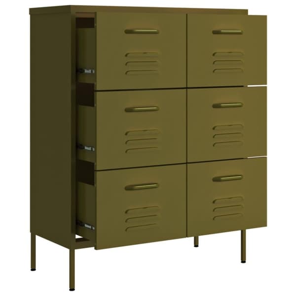 vidaXL kommode 80x35x101,5 cm stål olivengrøn