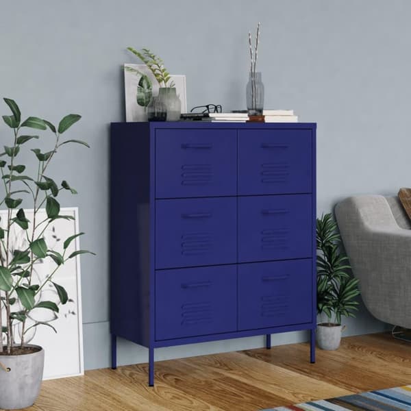 vidaXL Lipasto laivastonsininen 80x35x101,5 cm teräs