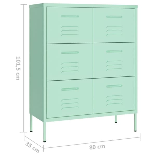 vidaXL kommode 80x35x101,5 cm stål mintgrøn