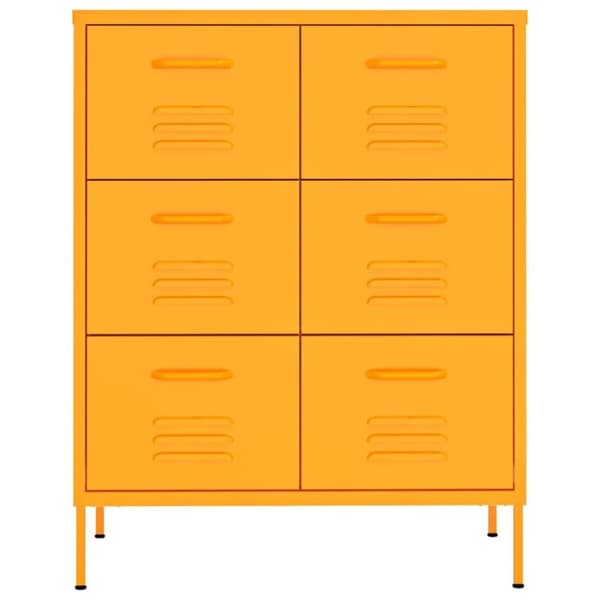 vidaXL kommode 80x35x101,5 cm stål sennepsgul
