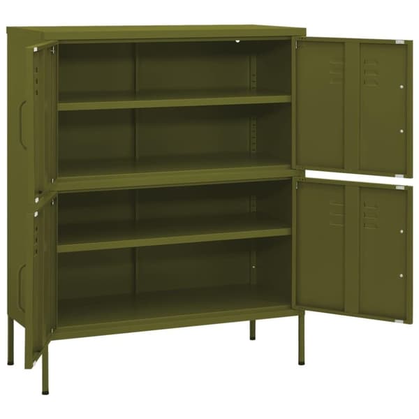 vidaXL Oppbevaringsskap olivengrønn 80x35x101,5 cm stål