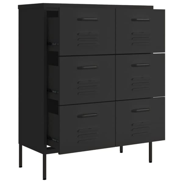 vidaXL Kommode svart 80x35x101,5 cm stål