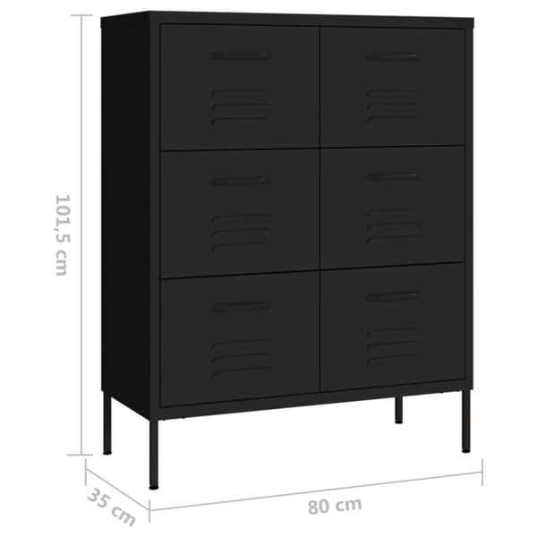 vidaXL Kommode svart 80x35x101,5 cm stål