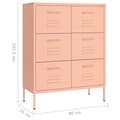 Miniatyrbilde 9 av 11: vidaXL Kommode rosa 80x35x101,5 cm stål