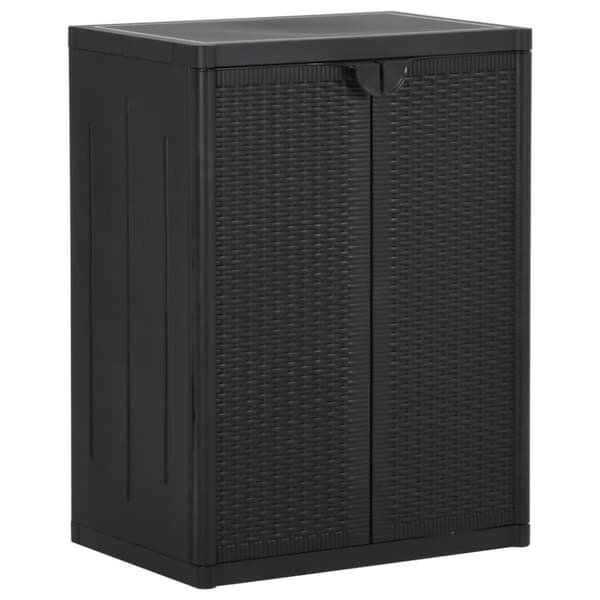 vidaXL Puutarhan varastokaappi musta 65x45x88 cm PP rottinki