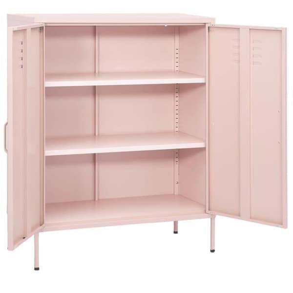 vidaXL opbevaringsskab 80x35x101,5 cm stål lyserød