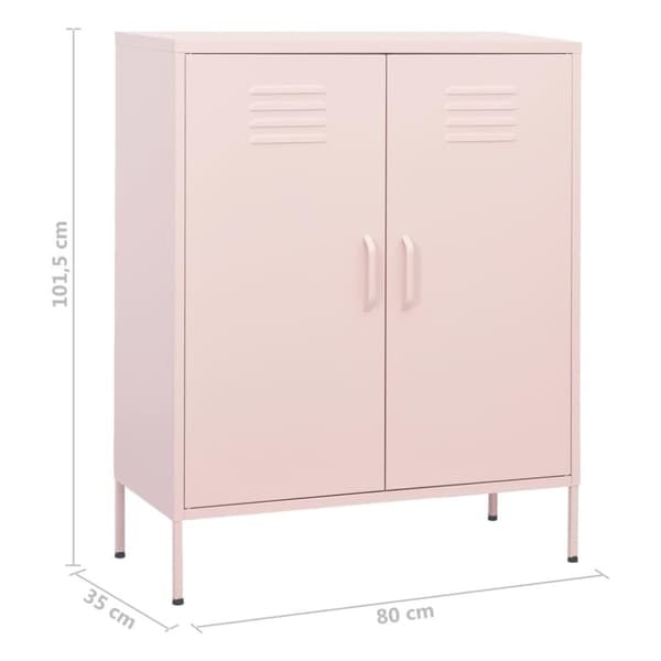 vidaXL opbevaringsskab 80x35x101,5 cm stål lyserød
