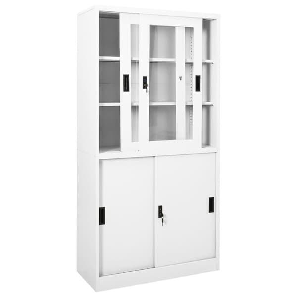 vidaXL Dokumentskåp med skjutdörr vit 90x40x180 cm stål