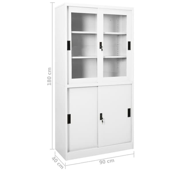 vidaXL Dokumentskåp med skjutdörr vit 90x40x180 cm stål