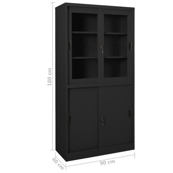 vidaXL Toimistokaappi liukuovella antrasiitti 90x40x180 cm teräs