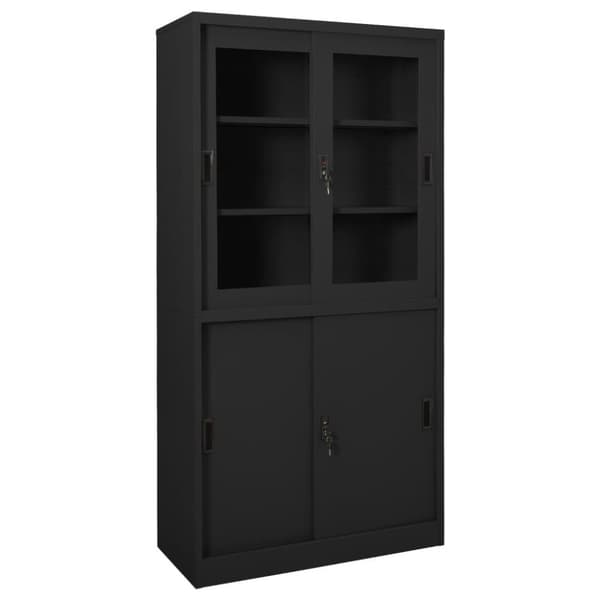 vidaXL Toimistokaappi liukuovella antrasiitti 90x40x180 cm teräs