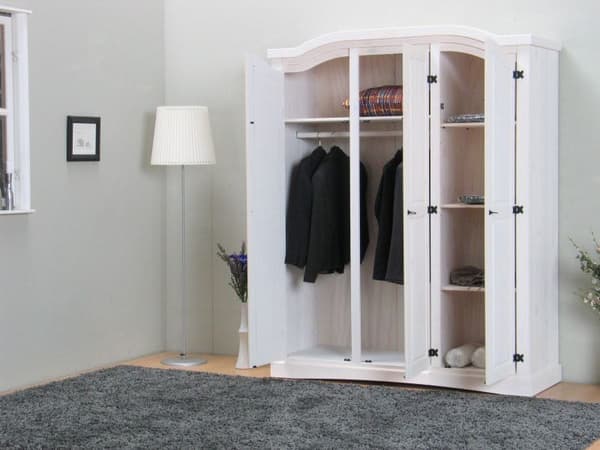 New Mexico klædeskab 3-dørs bredde 152 cm, højde 193 cm hvid/voks.