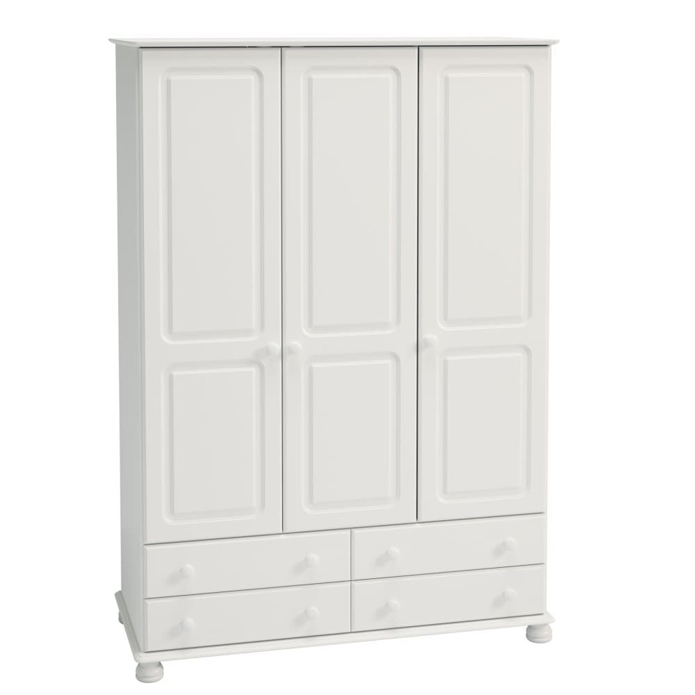 Richard klädskåp 3 dörrar och 4 lådor vit.