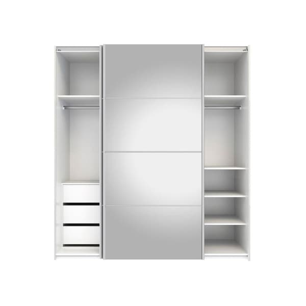 Veto klädskåp 1 dörr och 1 spegeldörr incl. 3 extra hyllplan och 1 lådmodul, bredd 182 cm, vit.