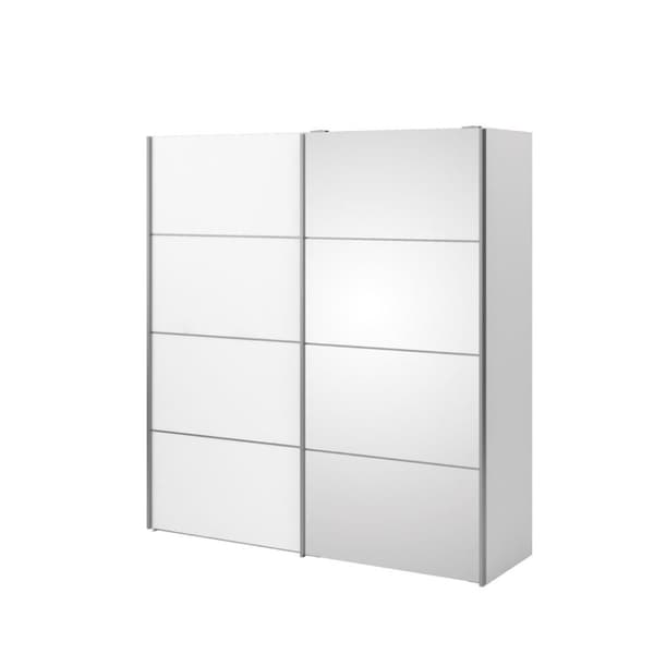 Veto klädskåp 1 dörr och 1 spegeldörr incl. 3 extra hyllplan och 1 lådmodul, bredd 182 cm, vit.
