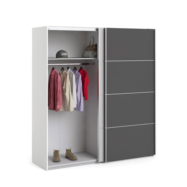 Veto klædeskab A 2 dørs H201 cm x B182 cm hvid, grå.