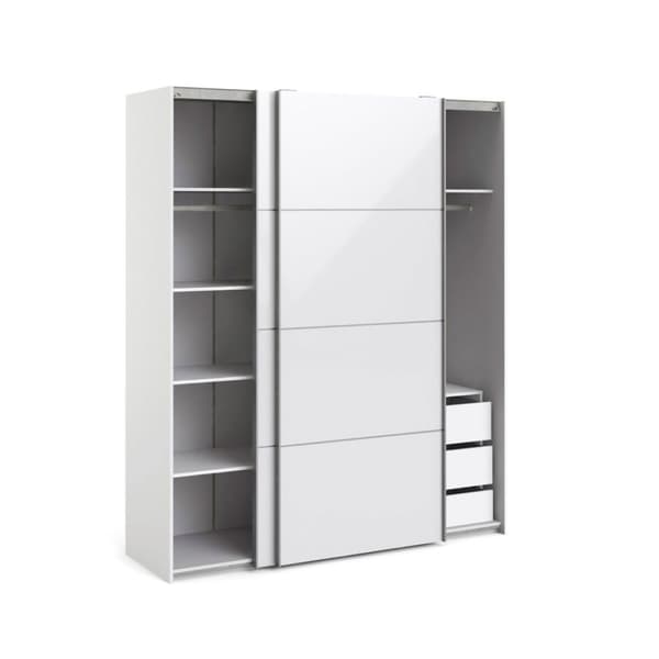 Veto klædeskab B 2 dørs H220 cm x B182 cm hvid, hvid højglans.